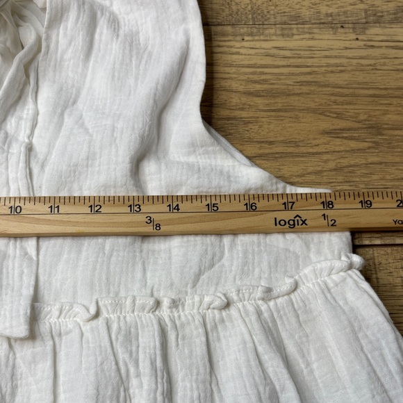 Women’s Pomander Place Gauze Morgan Swing Tiered Mini Dress White Size Large - Picture 8 of 9